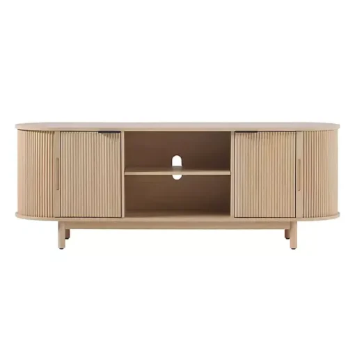 Kirklands Home Tv Stands & Media Consoles|Natural Wood Reeded Oval TV Sd Tan