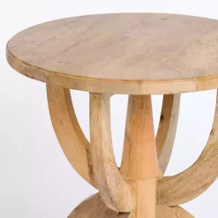 Kirklands Home Accent & End Tables|Natural Wood Round Dori Side Table Tan