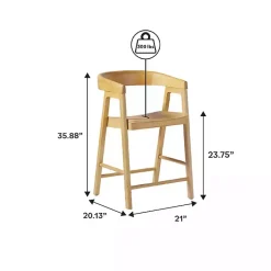 Kirklands Home Bar Stools & Counter Height Stools|Natural Wood Rounded Modern Counter Stool Tan