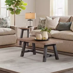 Kirklands Home Coffee Tables|Natural Wood Sawhorse Coffee Table, 42x24 in. Tan