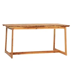 Kirklands Home Outdoor Dining|Natural Wood Slatted Box Leg Outdoor Dining Table Tan