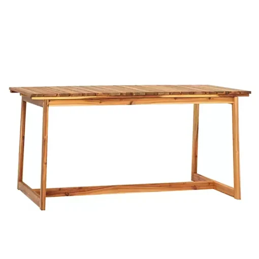 Kirklands Home Outdoor Dining|Natural Wood Slatted Box Leg Outdoor Dining Table Tan