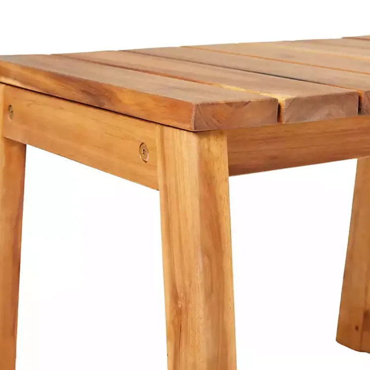 Kirklands Home Outdoor Tables|Natural Wood Slatted Box Leg Outdoor Side Table Tan