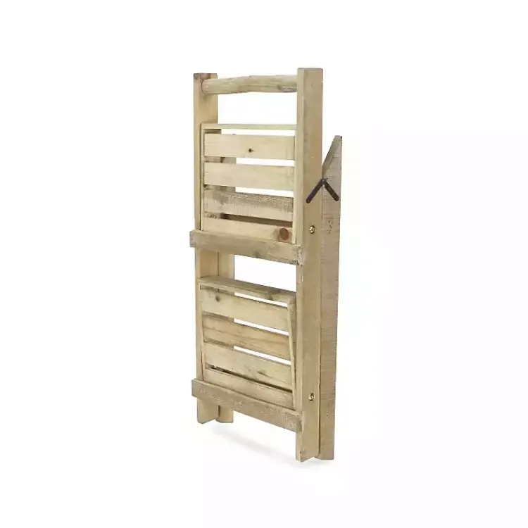 Kirklands Home Planters|Natural Wood 2-Tier Folding Plant Stand, 30 in. Brown