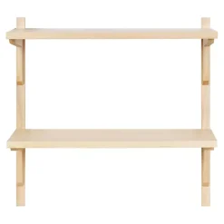 Kirklands Home Shelves|Natural Wood Traditional Two-Tiered Wall Shelf Tan