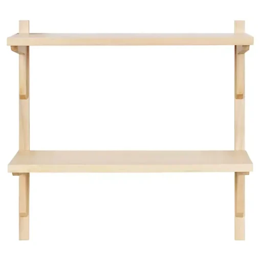 Kirklands Home Shelves|Natural Wood Traditional Two-Tiered Wall Shelf Tan