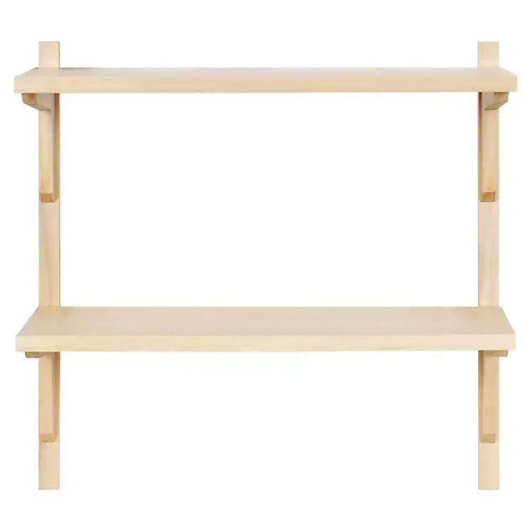 Kirklands Home Shelves|Natural Wood Traditional Two-Tiered Wall Shelf Tan