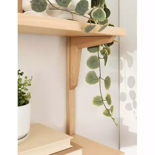 Kirklands Home Shelves|Natural Wood Traditional Two-Tiered Wall Shelf Tan