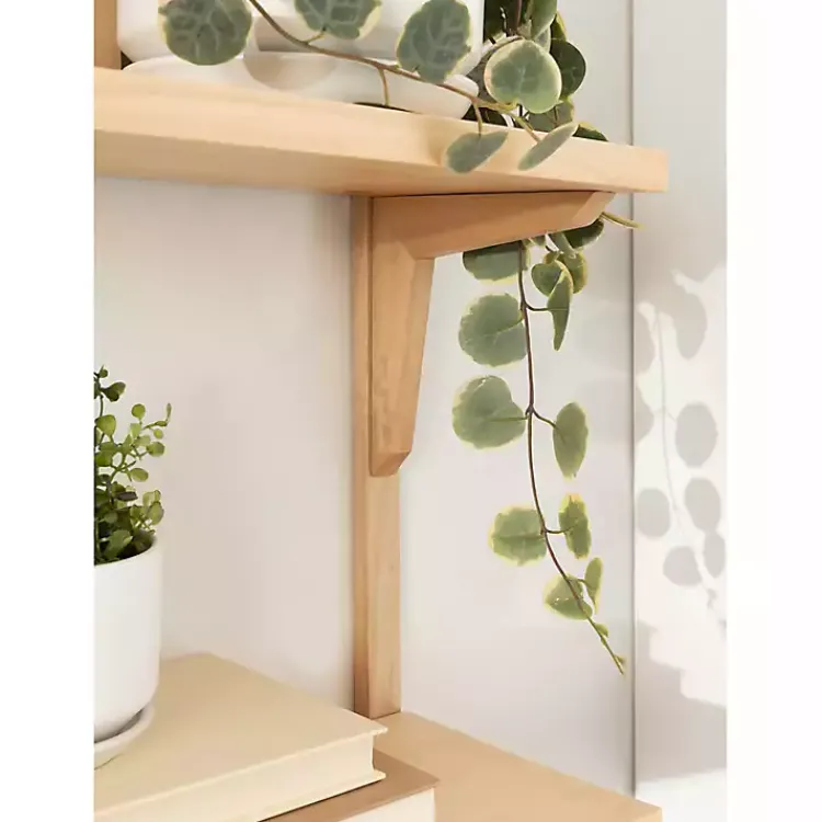 Kirklands Home Shelves|Natural Wood Traditional Two-Tiered Wall Shelf Tan