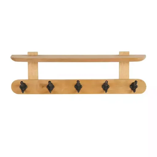 Kirklands Home Shelves|Natural Wood Wall Shelf with Hooks