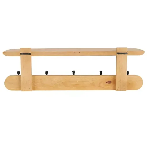 Kirklands Home Shelves|Natural Wood Wall Shelf with Hooks