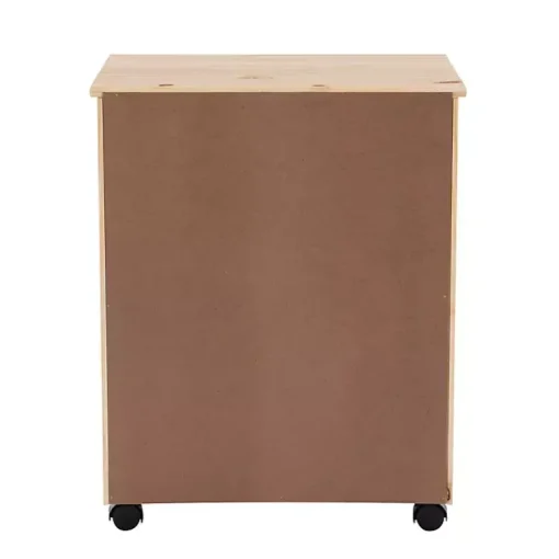 Kirklands Home Office Furniture|Natural Wood Wide 6-Drawer Cary Storage Cart Tan