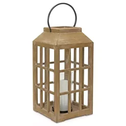 Sale Natural Wood Windowpane Lantern, 22 in. Lanterns