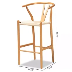 Kirklands Home Bar Stools & Counter Height Stools|Natural Wood Woven Yarn Seat Bar Stools, Set of 2 Tan