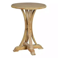 Kirklands Home Accent & End Tables|Natural Wooden Arched Base Round Top Accent Table Tan
