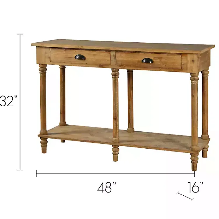 Kirklands Home Console Tables|Natural Wooden 2-Drawer Console Table