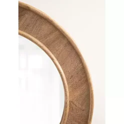 Kirklands Home Decorative Mirrors|Natural Woodgrain Round Wall Mirror Brown