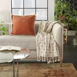 Hot Natural Woven Grid Throw Blankets & Throws