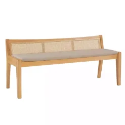 Kirklands Home Entryway Furniture|Natural Woven Rat Back Minimalist Bench Tan