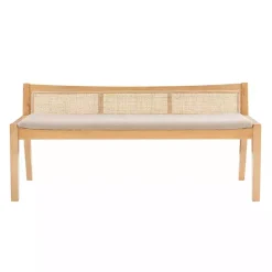 Kirklands Home Entryway Furniture|Natural Woven Rat Back Minimalist Bench Tan