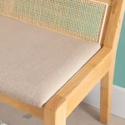 Kirklands Home Entryway Furniture|Natural Woven Rat Back Minimalist Bench Tan