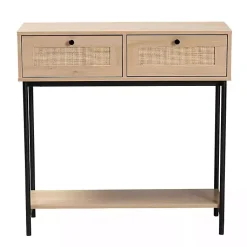 Kirklands Home Console Tables|Natural Woven Rat 2-Drawer Console Table Tan