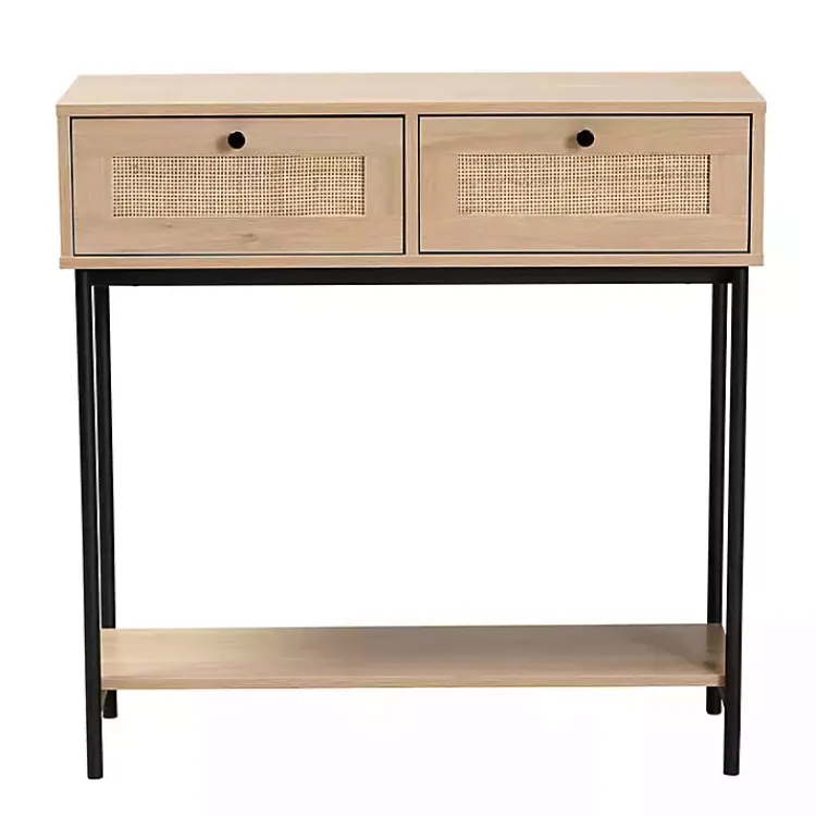 Kirklands Home Console Tables|Natural Woven Rat 2-Drawer Console Table Tan