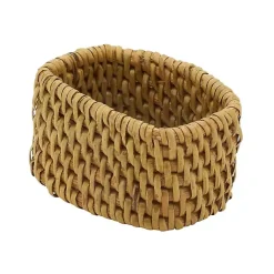 Kirklands Home Kitchen Accessories|Natural Woven Rat Oval Napkin Rings, Set of 4 Tan