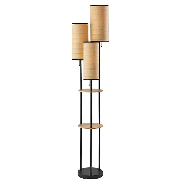 Kirklands Home Floor Lamps|Natural Woven Shade Trio Rowan Floor Lamp Tan