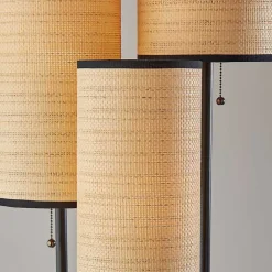 Kirklands Home Floor Lamps|Natural Woven Shade Trio Rowan Floor Lamp Tan