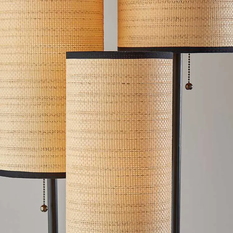 Kirklands Home Floor Lamps|Natural Woven Shade Trio Rowan Floor Lamp Tan