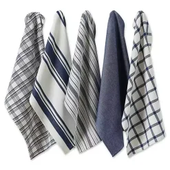 Kirklands Home Kitchen Accessories|Nautical Blue Woven Dish Towels, Set of 5