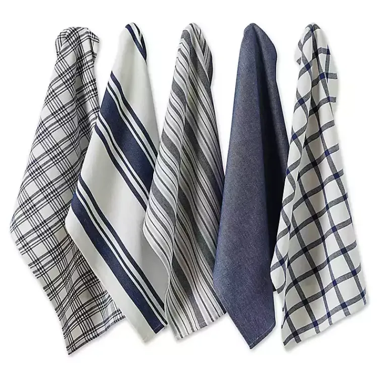 Kirklands Home Kitchen Accessories|Nautical Blue Woven Dish Towels, Set of 5