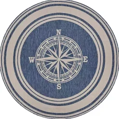 Kirklands Home Outdoor Rugs|Nautical Navigation Round Outdoor Area Rug