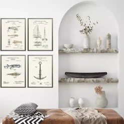 Kirklands Home Framed Art|Nautical Patents Framed Art Prints, Set of 4