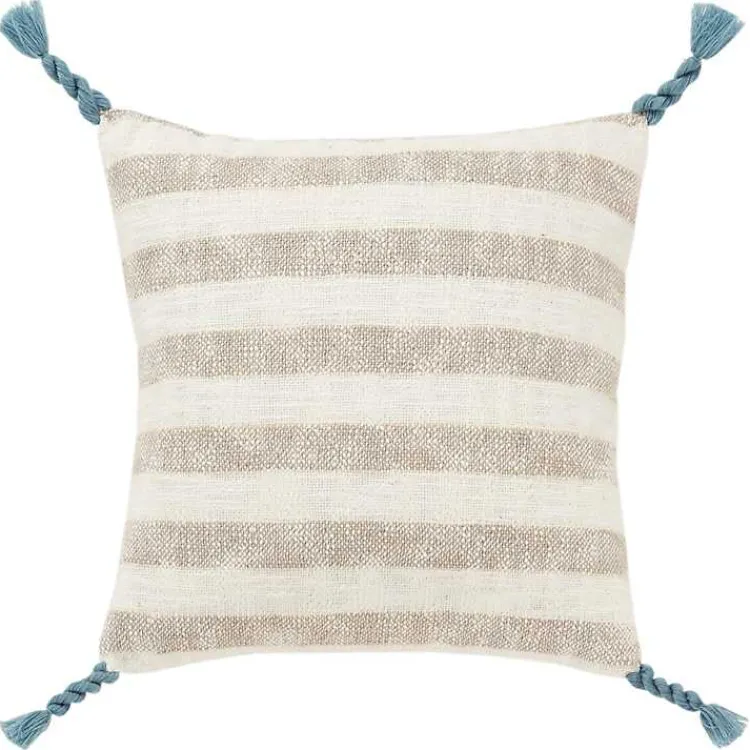 Hot Nautical Stripe & Blue Tassel Pillow Pillows