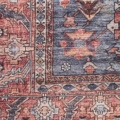 Kirklands Home Area Rugs|Navy & Brick Botanical Washable Area Rug, 5x7