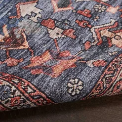 Kirklands Home Area Rugs|Navy & Brick Botanical Washable Area Rug, 5x7