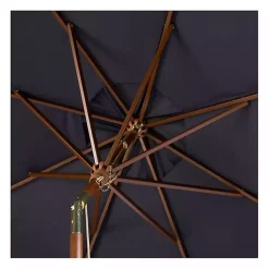 Kirklands Home Outdoor Accent Furniture|Navy 9 ft. Eucalyptus Outdoor Umbrella Blue