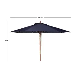 Kirklands Home Outdoor Accent Furniture|Navy 9 ft. Eucalyptus Outdoor Umbrella Blue