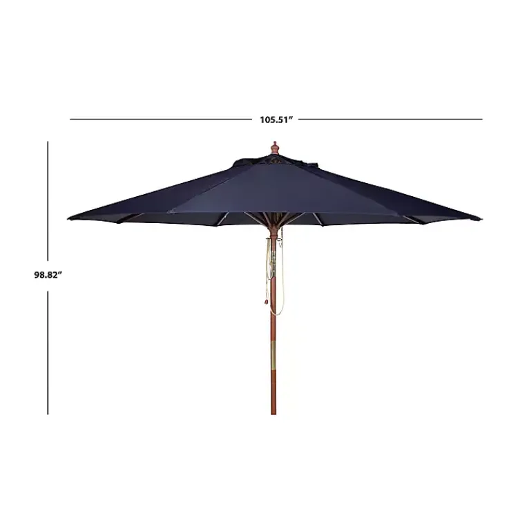 Kirklands Home Outdoor Accent Furniture|Navy 9 ft. Eucalyptus Outdoor Umbrella Blue