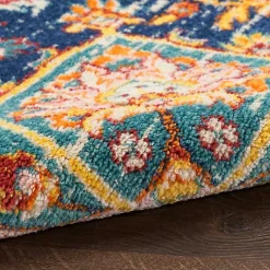 Kirklands Home Area Rugs|Navy & Multi Floral Medallion Area Rug, 5x7