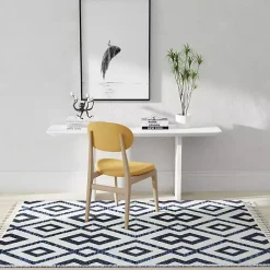 Kirklands Home Area Rugs|Navy & White Diamond Trellis Area Rug, 8x10 Blue