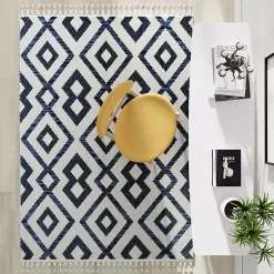 Kirklands Home Area Rugs|Navy & White Diamond Trellis Area Rug, 8x10 Blue
