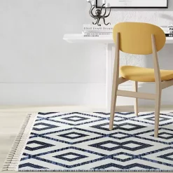 Kirklands Home Area Rugs|Navy & White Diamond Trellis Area Rug, 8x10 Blue