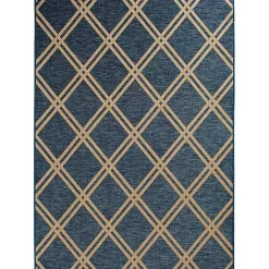 Kirklands Home Outdoor Rugs|Navy Adelaide Trellis Outdoor Area Rug, 6x9 Blue
