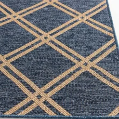 Kirklands Home Outdoor Rugs|Navy Adelaide Trellis Outdoor Area Rug, 6x9 Blue