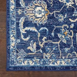 Kirklands Home Area Rugs|Navy and Beige Botanical Area Rug, 7x9