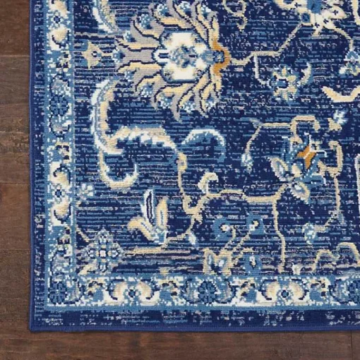 Kirklands Home Area Rugs|Navy and Beige Botanical Area Rug, 7x9