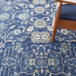 Kirklands Home Area Rugs|Navy and Beige Botanical Area Rug, 7x9